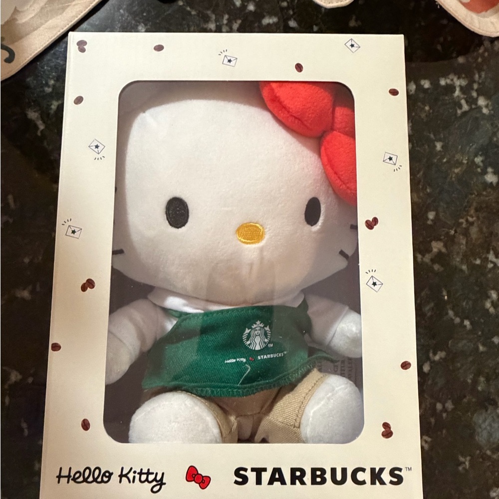 Starbucks Hello Kitty Plush with Red Bow and Green Apron